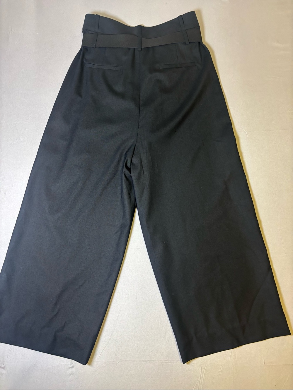 Tibi Wide Leg High Serge Pleated Paperback Belted Trousers in Black Size 6 - Picture 7 of 14